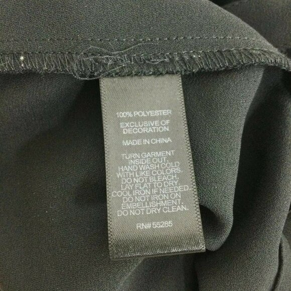 Express Portofino Pearl Button Roll Tab Sheer Black Studded Blouse Top Womens XS - Picture 8 of 8